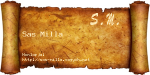 Sas Milla névjegykártya